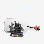 Long Mouth Black Pearl (22cm) Black Pearl Pirates Of The Caribbean Bottle Ship Glass Drift Bottle Wishing Bottle Creative Craft Gift Small Ornament