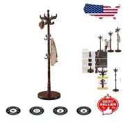Vintage Natural Birch Wood Coat Rack with 14 Hooks - Perfect for Home & Office