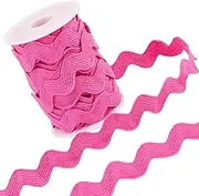 GORGECRAFT 1 Inch RIC Rac 10 Yards Rick Rack Trim for Sewing Zig Zag Lace Wave Ribbon Wave Bending Fringe Lace Trim Hot Pink S Shaped Woven Braided Fabric for DIY Crafts Wedding Party Gift Wrapping