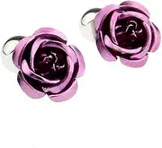[HOCAH] Cufflinks 2 Valentine'S Day Roses For Men And Women Gift Shirt Cufflinks Light Purple