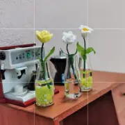 2PC 1/6 Scale Dollhouse Miniatures Mini Flowers Glass Vase Accessories Garden