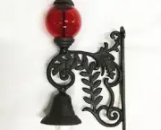 Hand-Crafted Vintage Wall Mount Bell with Whimsical Bright Red Ball