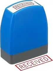 uxcell Received Stamp Self Inking, Red Ink Office Stamps Pre Inked Message Stamp Refillable Business Stamp Style 1, Blue