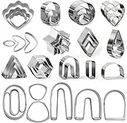 Taicols 39 Pcs Mini Cookie Cutters Set, Stainless Steel Mini Geometric Shaped Cookie Biscuit Cutter Set, Heart Star Flower Hexagon Diamond Shapes, Polymer Clay Cutters for Kids, Biscuit Fruit Cutter