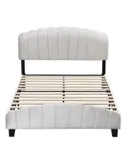[IHOMDEC] Double Size Shell-Style Bed Frame in Beige