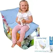 FIVESTARBABY Clear Stuffed Animal Bean Bag Chair with Pink Seat (Blue)