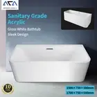 Rectangle Acrylic Back to wall Bath Tub Gloss White Bathtub Overflow 1.5m 1.7m
