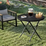 32" Folding Portable Round Outdoor Indoor Dining Coffee Picnic Table Patio Black