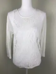 Sandro Paris Women’s Lace Floral White Linen Cotton Blouse Shirt Size 1 Small