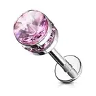 Piercing Labret Ear Cylinder Crystal Pink