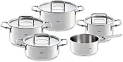 Fissler 5-Piece Bonn Stainless Steel Set, Stew Pot 16/20/24cm, Casserole 20cm with lids and Saucepan 16cm Without Lid