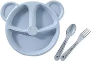 Daseeme Children's Cartoon Bear Plate, Wheat Straw Dinnerware Set