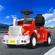 ALFORDSON Kids 6V Motor Ride On Truck, Ride-on Car Toy with Music Player LED Lights, Eletric Riding Car Design Vehicle SUV Tractor Toy, Red