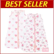 Baby Sleep Sack with 1.0 TOG Organic Cotton for Safe, Comfortable Sleep - 2-Pack