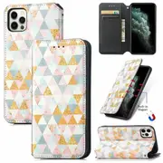 CaseNeo For Apple iPhone 11 Pro Max Leather Wallet Flip Case With RFID Blocking Credit Card Holder Slots Cover - Nordic Rhombus