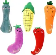 FONDOTIN Cute Catnip Toys Vegetables Shape 5 Pack of Plush Chew Toys for Cats Pet Care