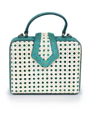 Teal Wicker Fey Mini Bag