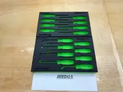 Snap-on Tools NEW 2pc GREEN FOAM ORGANIZERS Mini Screwdriver / Pick / Seal Sets
