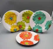 LAURIE GATES CALIFORNIA DESIGN MELAMINE SALAD PLATE SET OF FOUR NEW