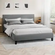 ALFORDSON Bed Frame Queen Double King Single Base Wooden Slats Fabric Grey