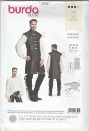 Burda Sewing Pattern 6399 Mens Renaissance Waistcoat & Shirt Costume Sz 38-48