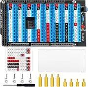 GeeekPi Screw Terminal Block Breakout Board HAT with Reset Button and LED Indicator, GPIO Expansion Board Breakout Module for Arduino MEGA 2560 R3