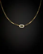 14K Italian Gold Pearl Paperclip Chain Necklace