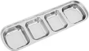 HAKIDZEL Stainless Steel Korean Sauce Dish Compartment Seasoning Plate for Dipping Sauces Stylish Condiment Dish for Home Restaurant Use Easy to Clean