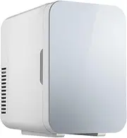6L Mini Refrigerator, Ac/dc Thermoelectric Cooler, Cooling Fan, Portable Carrying Handle, Skin Care Drinks, Personal Refrigerator for Office Dormitory silvergray