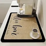 Coffee Mat 16"x24" Coffee Bar Mat Rubber Backed Bar Accessories Super Absorbent Dish Drying Mats for Kitchen Counter, Fit Under Coffees Maker Espresso Machine Dish Rack (Cream)
