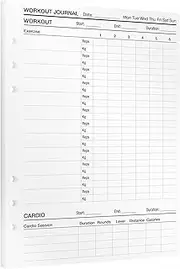 KOMPASS® Workout Log | A5 Fitness Planner Inserts | 30 Refill Sheets for Strength Training & Cardio Tracking | Gym Journal with Nutrition & Progress Tracking | A5 Binder Refill (14.5 cm x 21 cm)