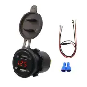 Socket Dual USB Ports Charger Power Outlet w/LED Voltmeter Car Cigarette Lighter (for: Daihatsu)