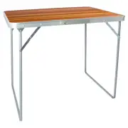 1x Wood 80cm x 60cm Folding Metal Camping Table Outdoor Picnic Party BBQ Trestle