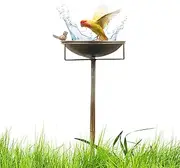Bird Bath,Bird Bath Standing Metal Garden Pole | Antiqued Water Bowl Feeder, Statue Decoration for Courtyard Bee Parrot Hummingbird Parakeety