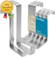 Over the Door Hooks, 3 + 2 Pack - 2-Sided Stainless Steel Coat Hanger Fits Door