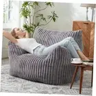 Giant Bean Bag Chairs for Adults with Filling Plush L-for adults Dark Gray2