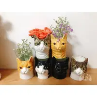 在飛比找ETMall東森購物網優惠-QUAIL 家居軟裝手繪陶瓷動物貓咪造型陶瓷花瓶筆筒