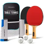 PRO SPIN All-in-One Portable Ping Pong Paddles Set | Table Tennis Set with Re...