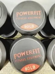 Powerfit Round Rubber Dumbbells, 80 LB Pair