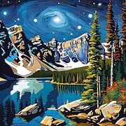 Moraine Lake, Alberta, Canada PD (4) - at Starry Night - Van-Go Paint-by-Number Kit 50x50cm DIY Frame