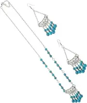 [HONMEET] Ethnic Jewelry Set Boho Beaded Necklace Headpiece Vintage Style Dangle Earrings for Women