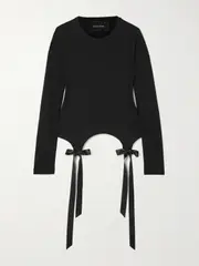 [Simone Rocha] Simone Rocha - Bow-detailed Lyocell-jersey T-shirt - Black - large large Black