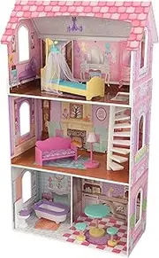 KidKraft Penelope Wooden Dolls House with Furniture and Accessories Included, 3 Storey Play Set for 30 cm/12 Inch Dolls, Kids' Toys, 65179
