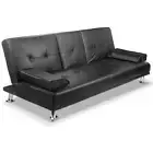 Artiss 3 Seater Pu Leather Sofa Bed - Black leather,pu Sofa Beds