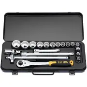 Elora Metric Bi-hexagon Socket Set 1/2"D 19 Piece Standard Length 15356