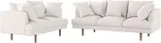 Contemporary Style Fabric Sofa Lounge Couch with Free Three Throw Pillows (Cream White, Set)