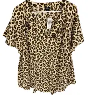 TORRID Blouse Plus SIze 3 3X Leopard Print Cage Front Short Sleeve NEW $45