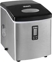 Devanti 120W Stainless Steel Portable Ice Cube Maker Machine, 3.2 Litre Capacity, Silver