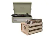 Voyager Sage - Bluetooth Portable Turntable & Record Storage Crate