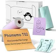 Phomemo T02 Mint Green/Lavender Purple/Light Orange, Adhesive Thermal Paper, Printer Paper, Compatible with T02 M02 M02S M04S, 1.96" x 11.4' (50mmx3.5m)/Roll, Black Text, Keep for 20 Years, 3 Rolls